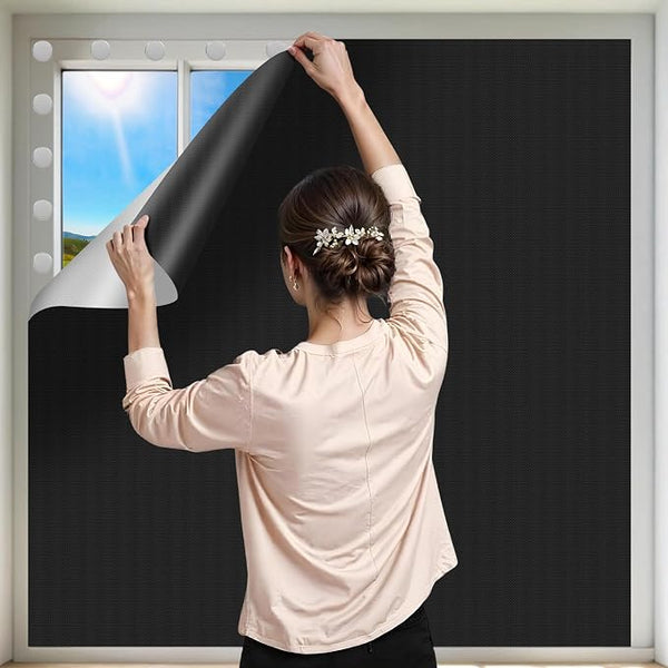 100% Black Out Window Cover Portable Blackout Shades Adhesive Thermal Blackout by ZUNGOUMC