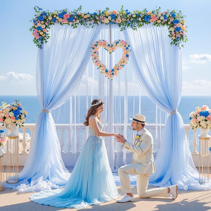 10ft x 15ft Baby Blue Tulle Backdrop Curtain - Image 3