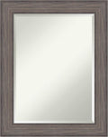 Amanti Art Grey Wall Mirror 29x23 Country Barnwood Rectangle Bathroom Mirror for Wall Decor Living Room, Medium Rustic Farmhouse Wood Frame, Hangs Horizonally and Vertically, Bathroom Decor, Beveled