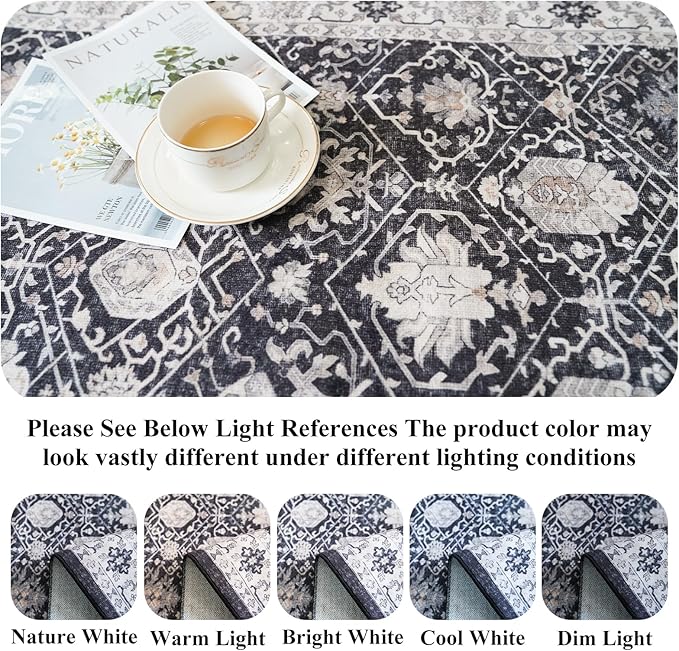 Washable 4x12 Hallway Runner Rug: Vintage Soft Carpet - Image 3
