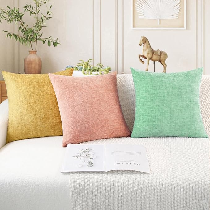 CaliTime Throw Pillow Covers Decorative 18 X 18 Inches Pack of 4 Cozy Chenille - Image 5
