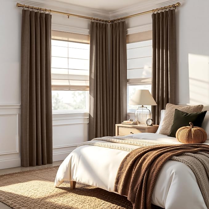 RYB HOME 100% Blackout Polyester Textured Curtains 90 inches Long, Thermal - Image 2