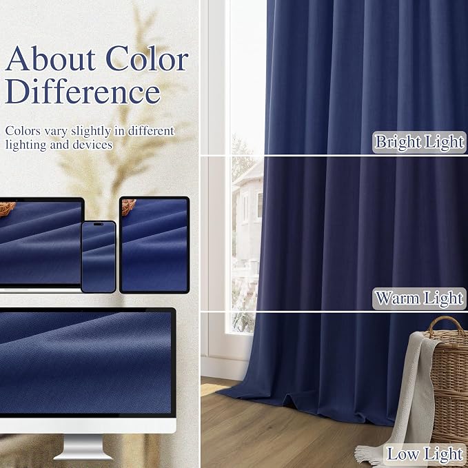 Guken 100% Blackout Curtains 100 Inch Length 2 Panels Set - Image 6