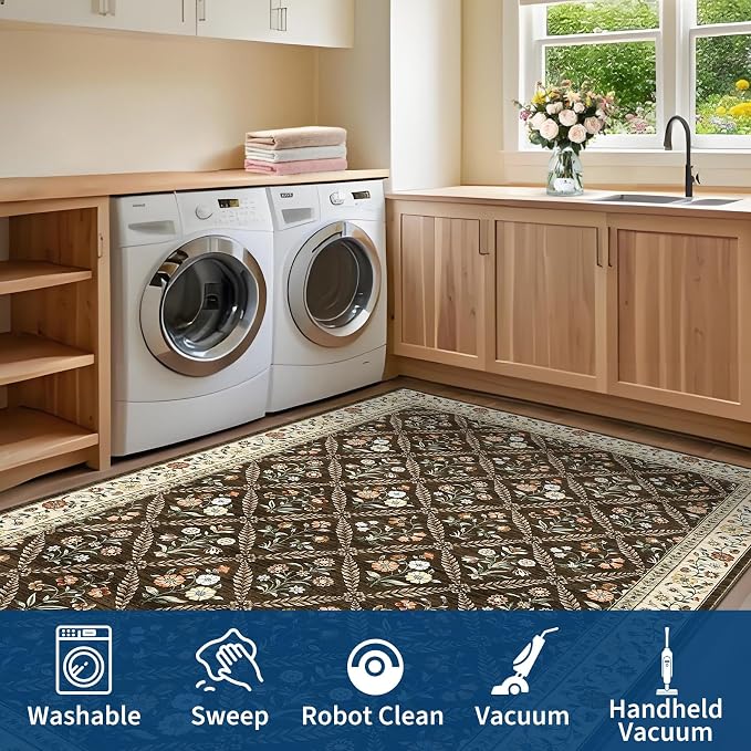 Washable Kitchen Rugs Non Slip 2x6 Hallway Runner Rug Stain Resistant Low Pile - Image 7
