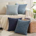 Fancy Homi Set of 4 Blue Boho Decorative Throw Pillow Covers 22x22 Inch by Fancy+Homi