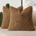 Foindtower 2 Pieces 26x26 Inch Dark Bronze, Faux Fur Throw Pillow Cover Accent Sherpa Furry Pillow Covers Fuzzy Soft Pillowcases Cozy Sheepskin Decorative Fleece Cushion Case for Bed Couch Living Room