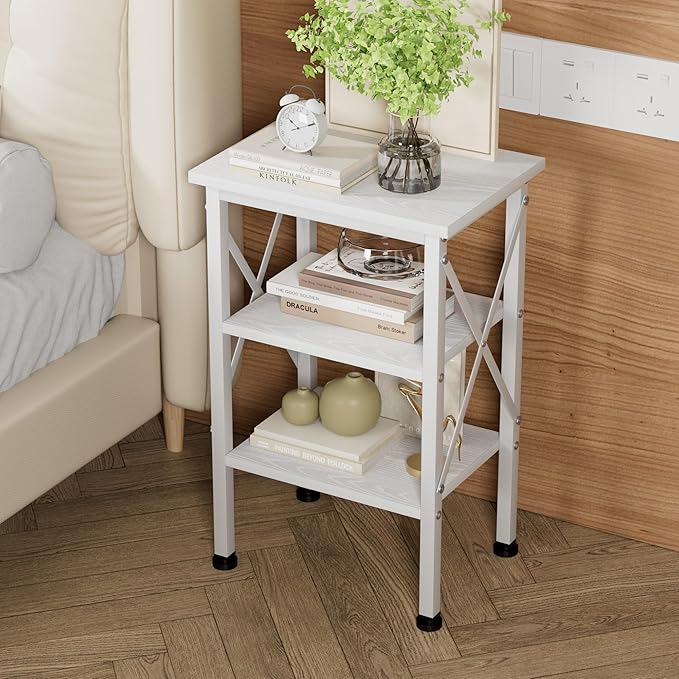VECELO Modern Nightstands X-Design Side End Table Night Stand with Storage Shelf for Bedroom,Living Room,