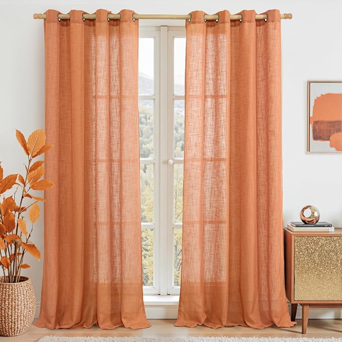 LAMIT Burnt Orange Linen Curtains by LAMIT