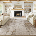10x12 Washable Area Rug Brown Grey Abstract Neutral Living Room Bedroom Large Throw Rug Non Slip Soft Distressed Low Pile Indoor Floor Carpet for Kitchen Office Entryway