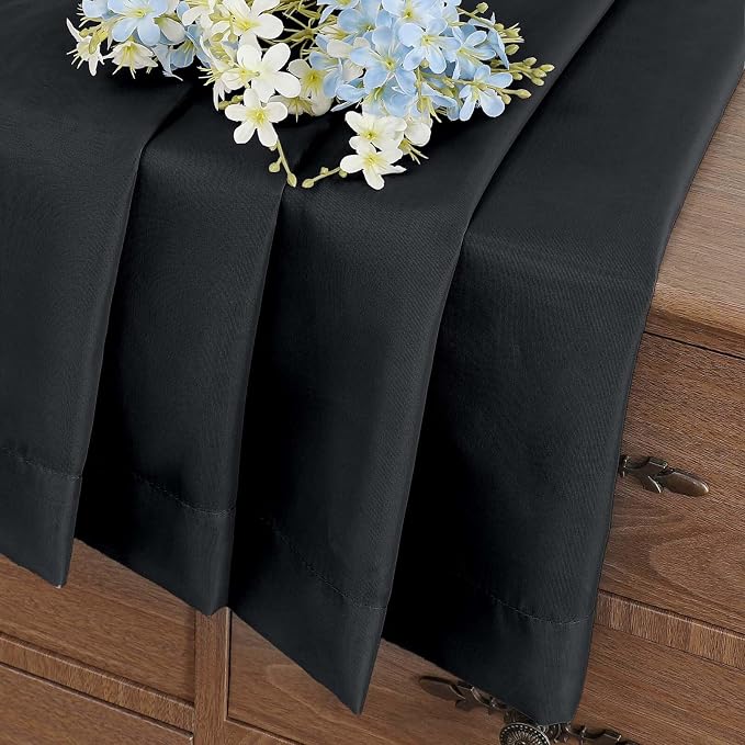 Black Small Sheer Curtains 2 Panels Set, Kitchen Curtains 36 Inch Length - Image 6