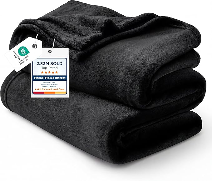 Bedsure GentleSoft Fleece Blanket California King Size Black by BEDSURE