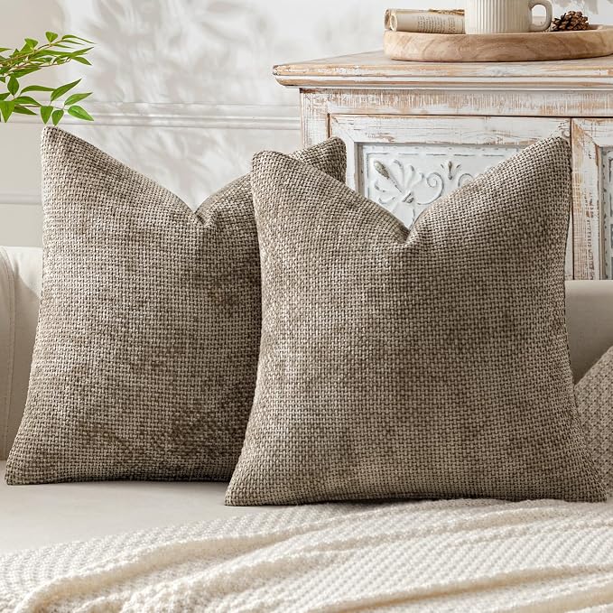 MIULEE Pack of 2 Couch Throw Pillow Covers 18x18 Inch Neutral Khaki Taupe by MIULEE