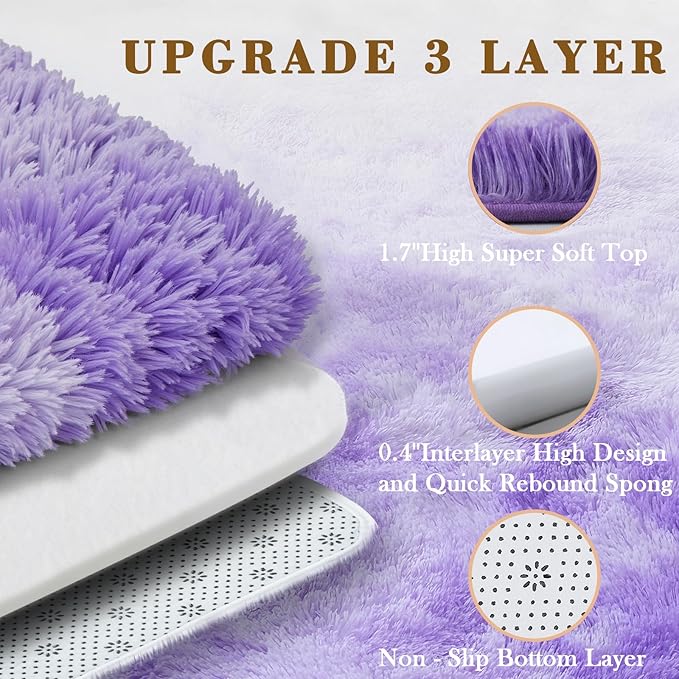 Super Soft Shaggy Area Rugs for Bedroom 4x6 Feet, Shaggy Plush Living Room Shag - Image 3