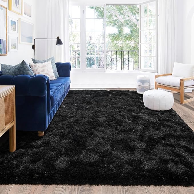 8x10 Area Rugs for Living Room, Ultra Soft Large Shag Black Bedroom Rug Upgrade - Image 2
