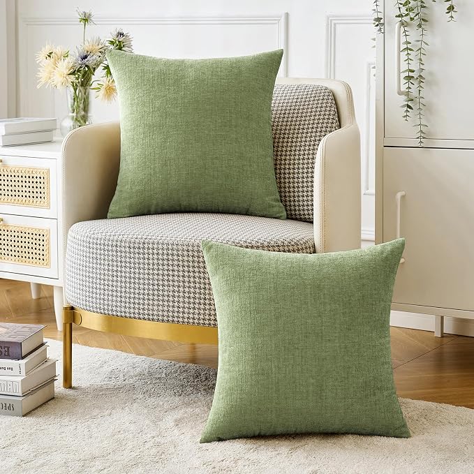 MIULEE Pack of 2 Couch Throw Pillow Covers 16x16 Inch Soft Sage Green Spring - Image 5