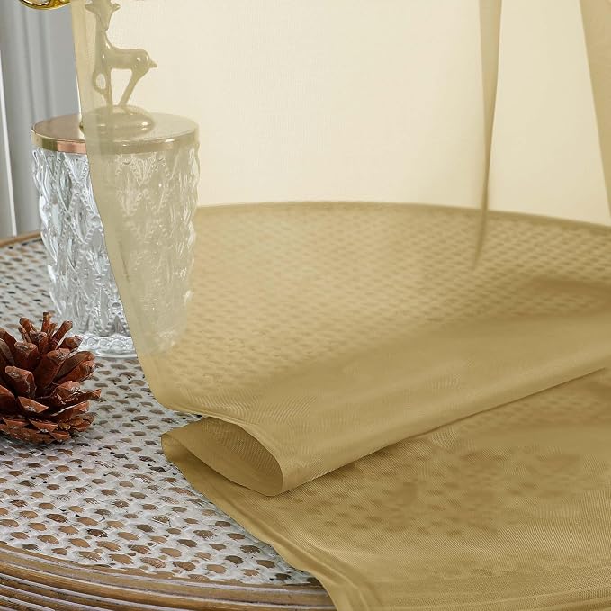 Gold Sheer Curtains 84 Inches Long 2 Panels Set - Image 5