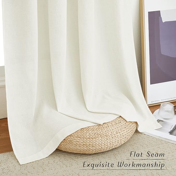 NICETOWN Off White Linen Curtains 84 inch Length, Grommet Privacy Added Thick - Image 7