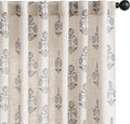 jinchan Linen Floral Curtains for Living Room 63 Inch Length Black Flower by JINCHAN