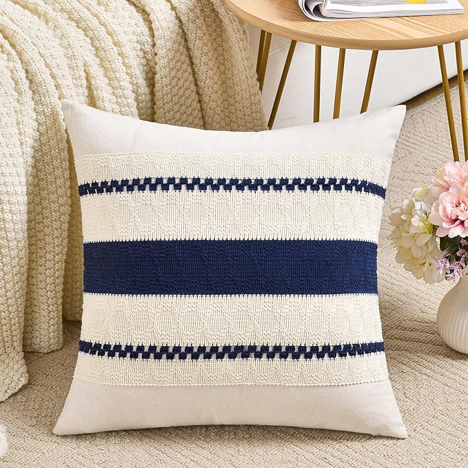 Fancy Homi Set of 1 Navy Blue Euro Decorative Throw Pillow Covers 26x26 Inch by Fancy+Homi