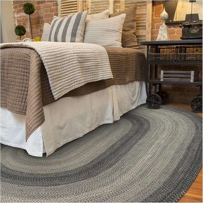 Flint Hill Oval Area Rugs 4x6' - Large Braided Jute Entryway Rug for Primitive Decor