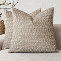 Foindtower Set of 2 Decorative Vintage Floral Print Throw Pillow Covers Neutral Modern Farmhouse Cushion Covers Boho Home Decor for Sofa Chair Couch Bedroom Living Room Outdoor,18×18 Inch,Tan Taupe