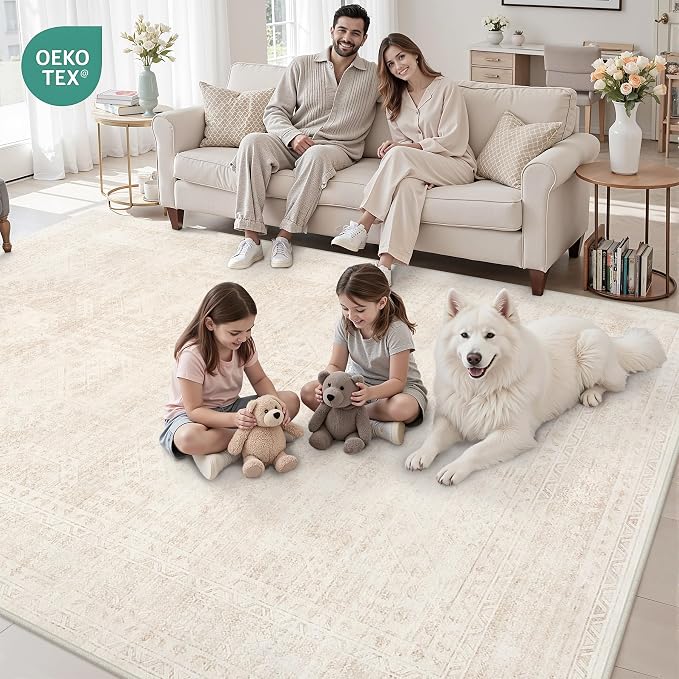 6x9 Area Rugs for Living Room: Vintage Boho Neutral Washable Rug Indoor Soft - Image 8