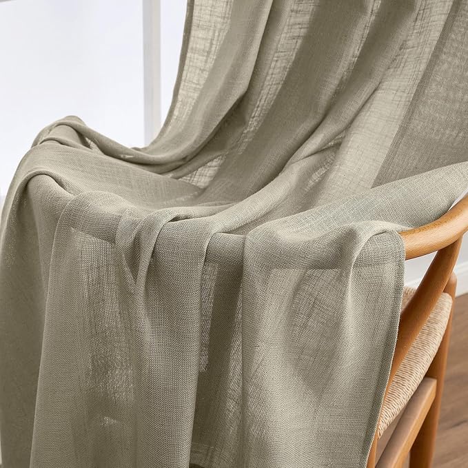 MIULEE Oatmeal Curtains 90 Inch Long 2 Panels - Image 6