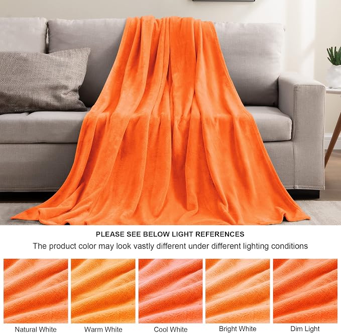 BEDELITE Fleece Blanket Twin Size Orange Throw Blanket - Image 5