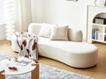 Container Furniture Direct 90" Curved Sofa with Throw Pillows, 4 Seater Luxury Velvet Couch with Half Moon Design and High-Density Foam, Ideal for Modern Living Room, Office & Apartment, Ivory