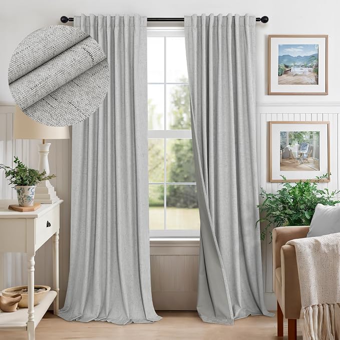 Extra Long White Gray Blackout Curtains 108 Inch Long by Pitalk