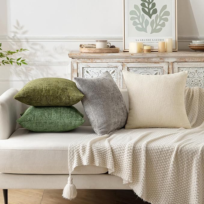 MIULEE Pack of 2 Couch Throw Pillow Covers 18x18 Inch Sage Green Modern Boho - Image 2