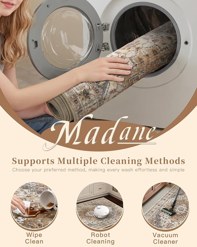 Madane Hallway Rug 3x10, Kitchen Rugs Washable Entryway Rug Vintage Kitchen - Image 9