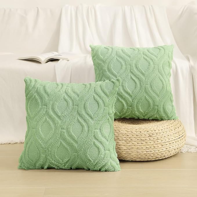 decorUhome Summer Throw Pillow Covers 16x16 Inch Set of 2, Soft Plush Faux Wool - Image 8