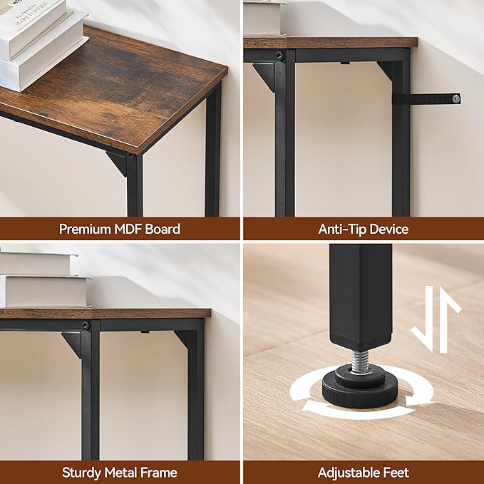 Console Table, Narrow Entryway Table, Thin Sofa Table, Behind Couch Table,for Hallway, Bedroom, Living Room, Foyer, 9.4 x 31.5 x 31.5 Inches, Rustic Brown