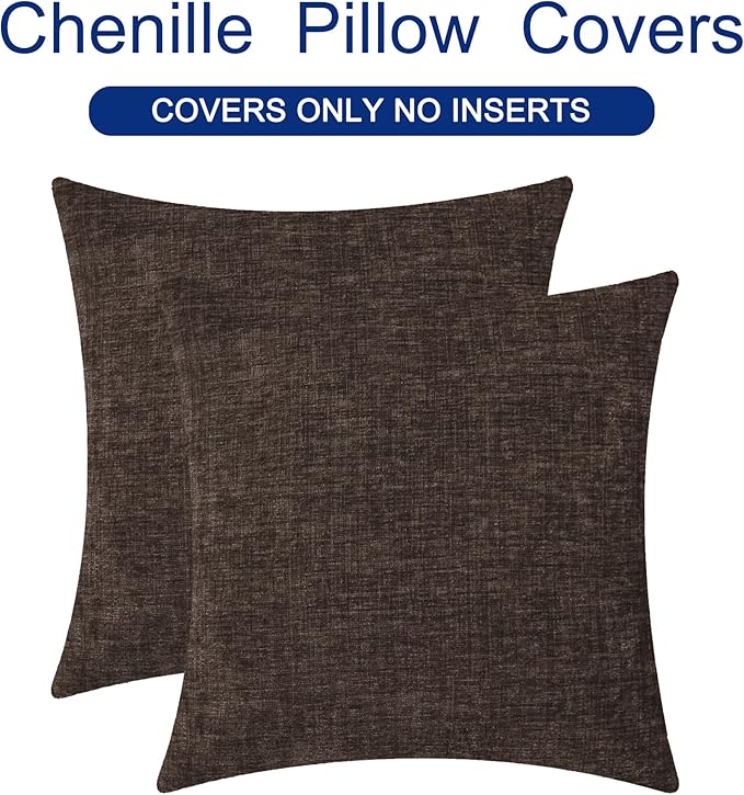 CaliTime Throw Pillow Covers Decorative 22 X 22 Inches Pack of 2 Cozy Chenille - Image 6