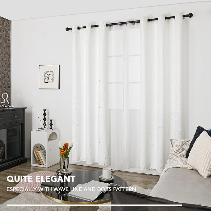 Deconovo White Curtains 95 Inches Long, Room Darkening Curtain, Thermal - Image 4