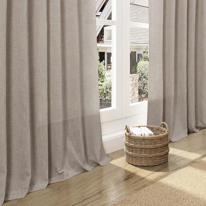 Nanspring Ecru Linen Curtains 96 Inches Long - Image 5