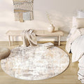 6x6 Washable Round Rug Beige Grey Neutral Abstract Living Room Bedroom Area Rug Non Slip Soft Low Pile Indoor Floor Carpet for Office Dining Room Kitchen Entryway