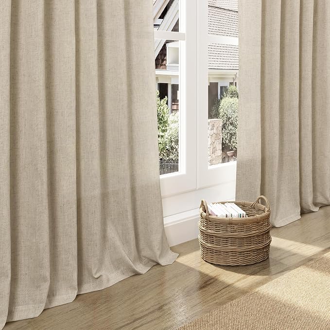 Eggshell Beige Linen Curtains 80 Inch Length - Image 5