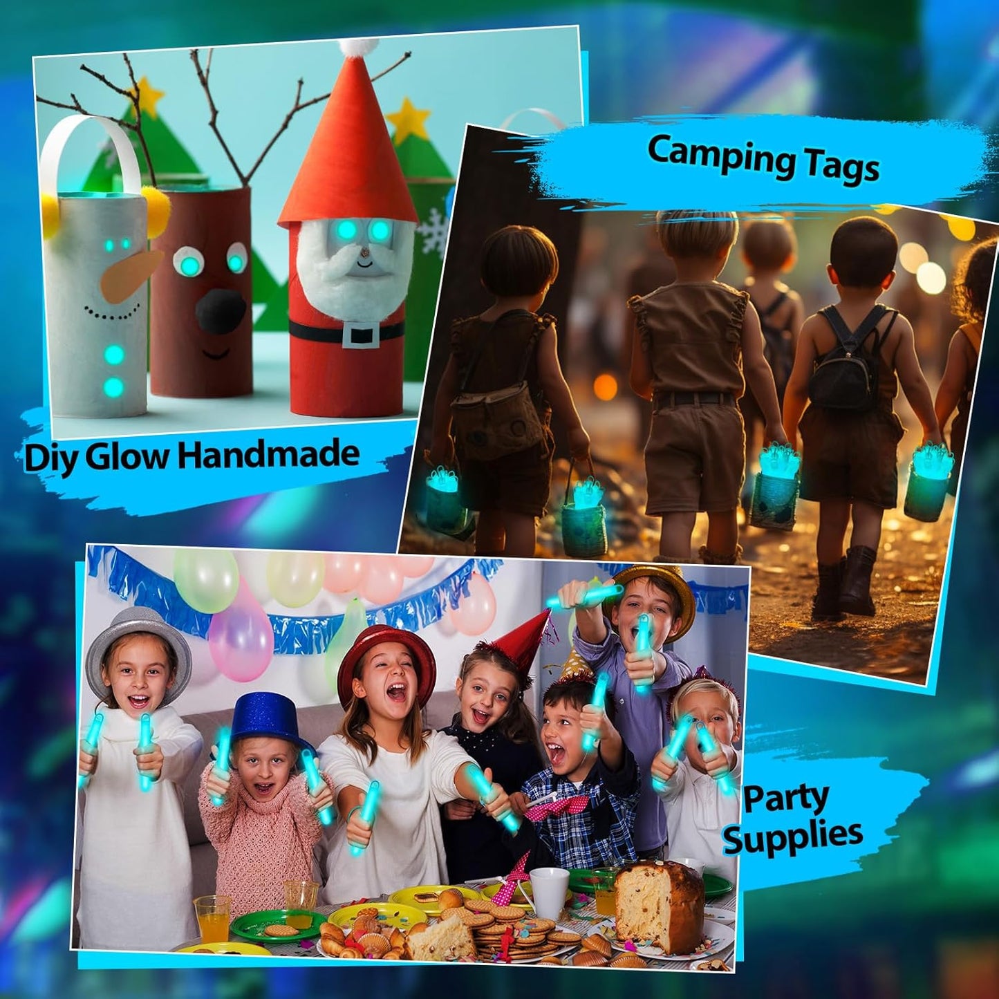 Lewtemi 50 Set 4'' Glow Sticks Bulk, Hallowee Glow in The Dark Party Supplies, Emergency Light Sticks with Lanyard, for Birthday, Light up, Neon, Halloween Theme Party Favors