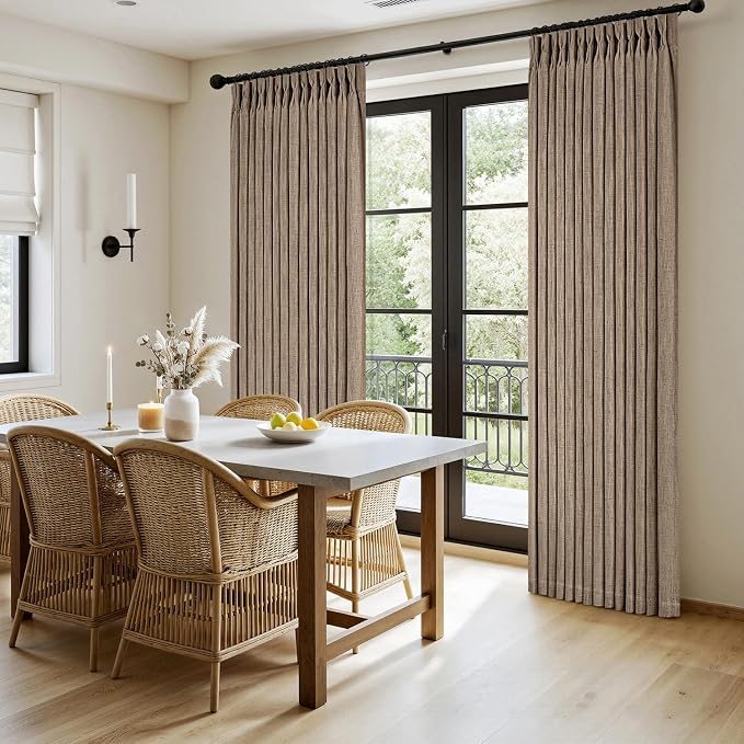MIULEE Pinch Pleated Thick Linen Curtains 90 Inches Long 2 Panels - Image 3