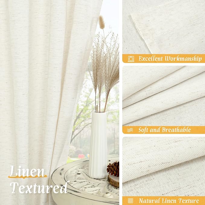 LAMIT Cream Sheer Linen Curtains - Image 7
