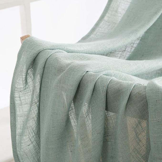 MIULEE Sea Green Linen Curtains 90 Inch Long - Image 6