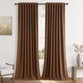 Guken Caramel Brown 100% Blackout Linen Curtains 100 Inch Length 2 Panels Set by Guken