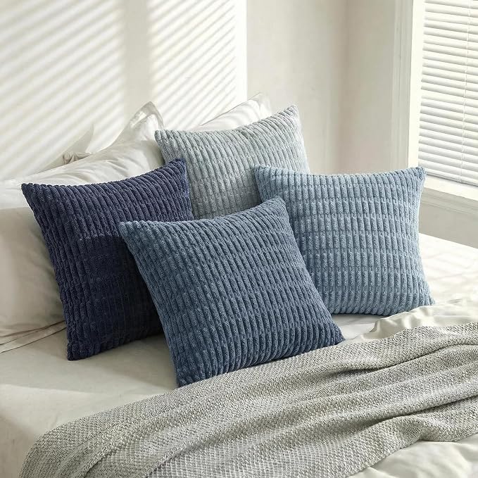 Fancy Homi Set of 4 Blue Decorative Throw Pillow Covers 16x16 Inch - Image 8