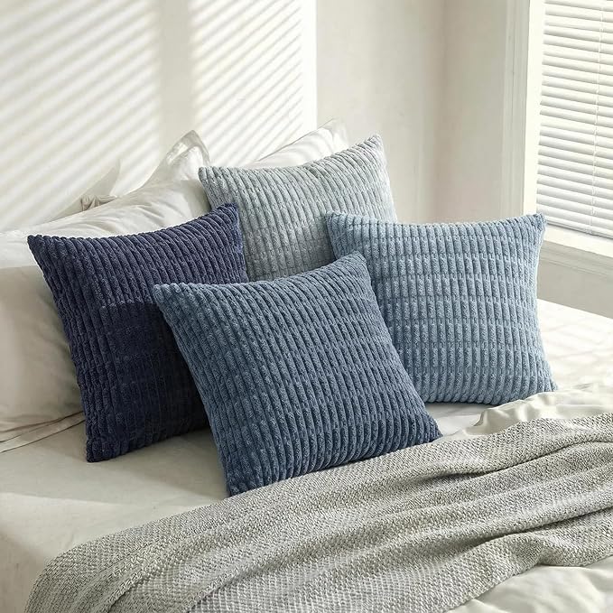 Fancy Homi Set of 4 Blue Decorative Throw Pillow Covers 18x18 Inch - Image 8
