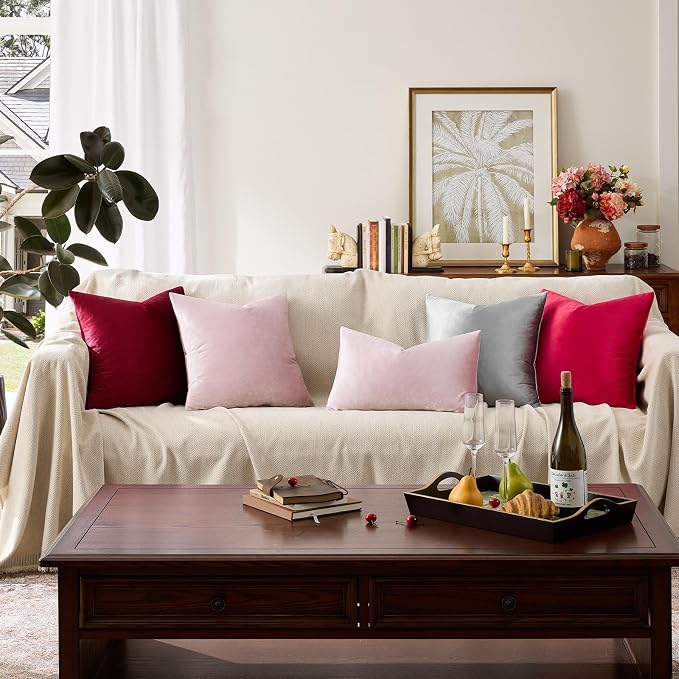 GIGIZAZA Decor Throw Couch Pillow Covers, Set o 2 Sweet Lilac Sofa Cushion - Image 4