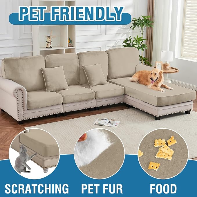 Couch Cover Stretch Velvet Sofa Cushion Cover 3-Piece - Image 3