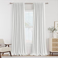 Guken White 100% Blackout Linen Curtains 52 Inch Wide by 138 Inch by Guken