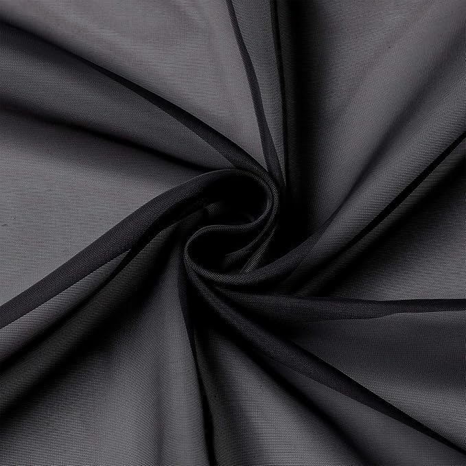 Black Sheer Curtains 84 Inches Long 2 Panels Set - Image 9